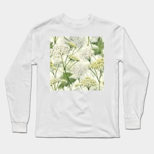 Watercolor Wildflower Queen Anne's Lace Pattern 2 Long Sleeve T-Shirt